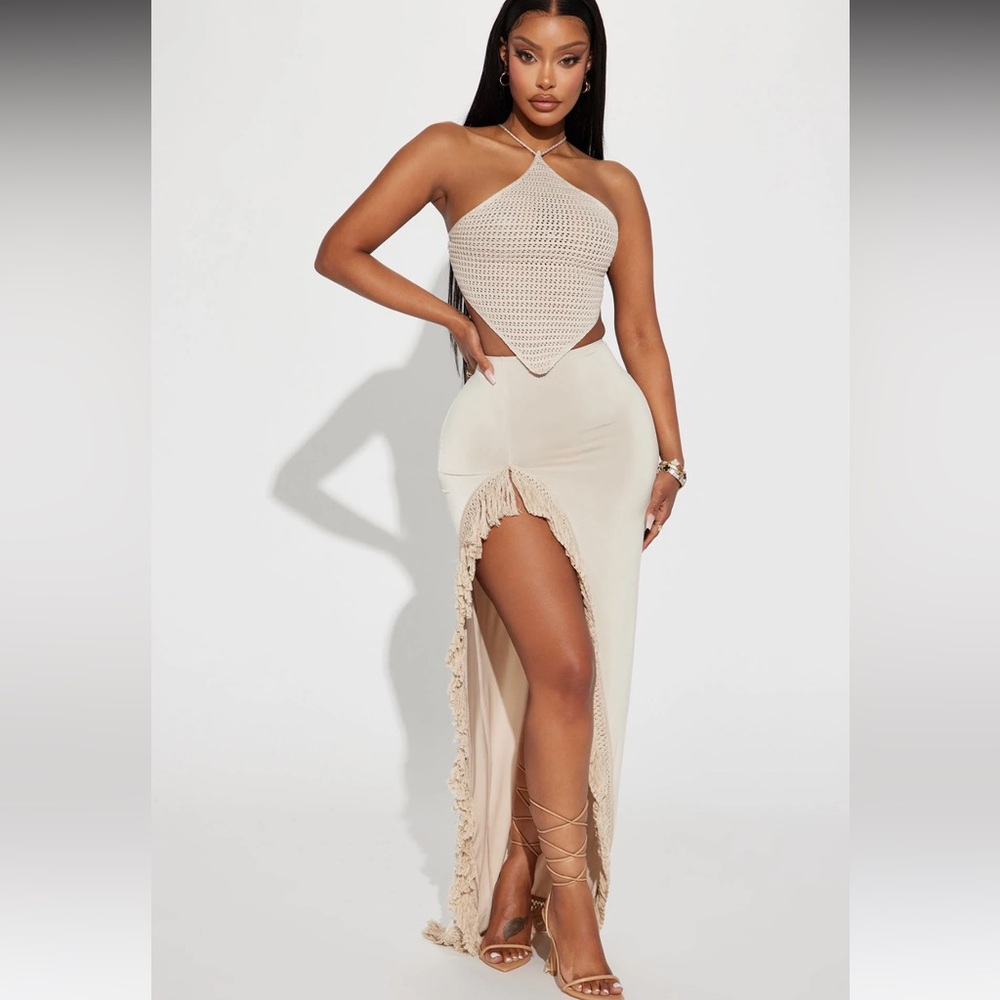 Fringe maxi skirt